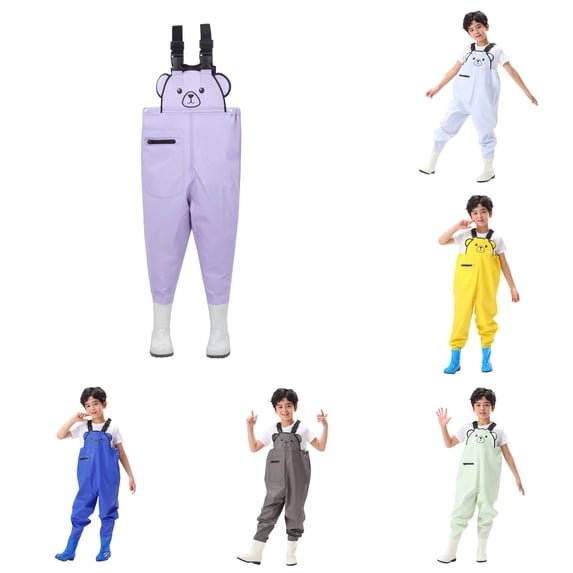 XAOFW Kids Romper sleeveless Chest Waders Youth Waders For Toddler Children boys girls Water Proof Waders With Boots stylish One-Pieces 7-8 Years