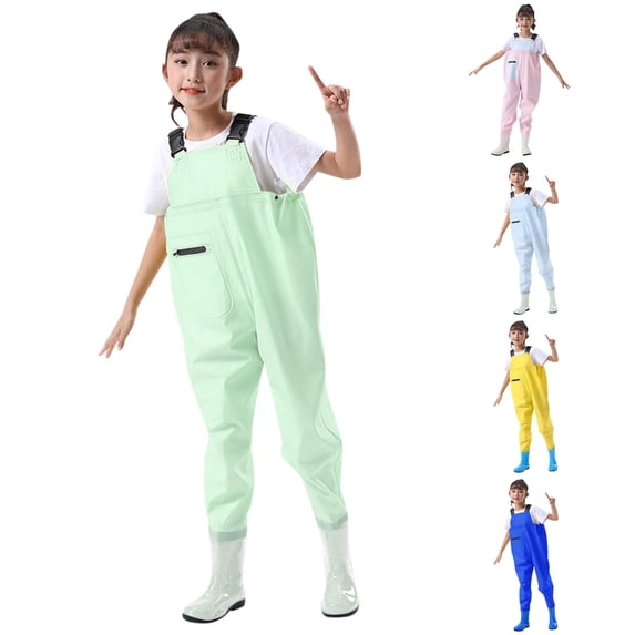 XAOFW Kids Romper sleeveless Chest Waders Youth Waders For Toddler Children boys girls Water Proof Waders With Boots stylish Onesie 2 Years