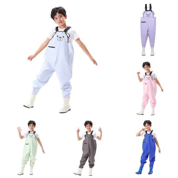 XAOFW Kids Romper sleeveless Chest Waders Youth Waders For Toddler Children boys girls Water Proof Waders With Boots versatile Onesie 2-3 Years