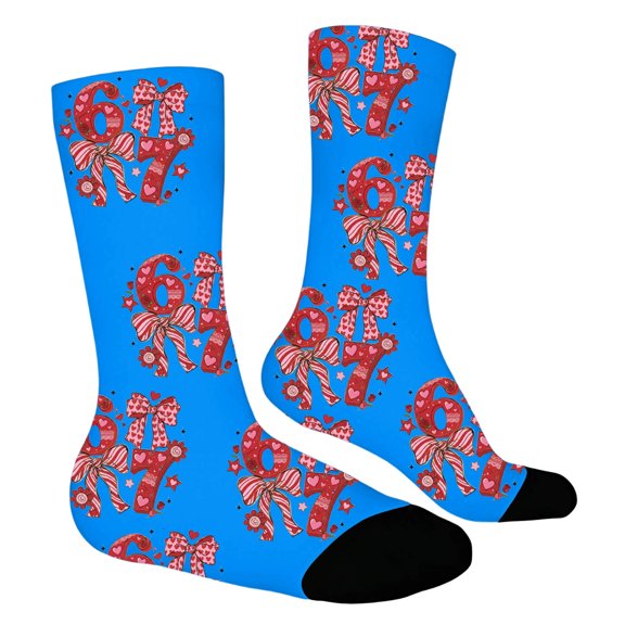 XAOFW Kids Socks Valentine Bow Tie 6 7 Number Printed Fabric Durable Design Comfortable Stylish Holiday Vacation Sock