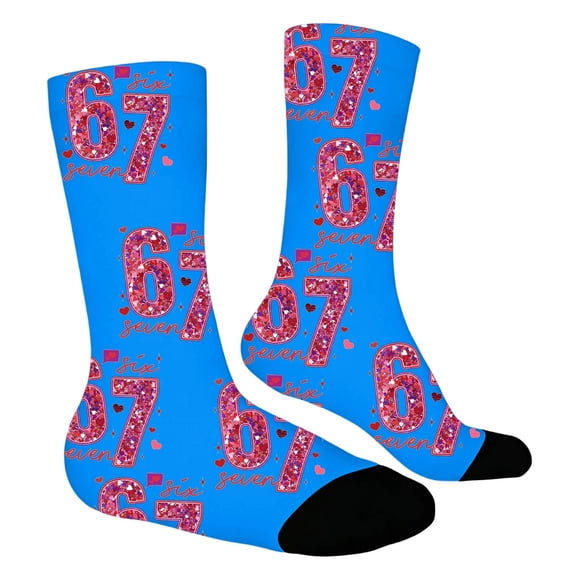 XAOFW Kids Socks Valentine Heart 6 7 Number Print Blend Non Grip Ankle Boys Girls Toddler Soft Breathable Casual Daily Wear Sock