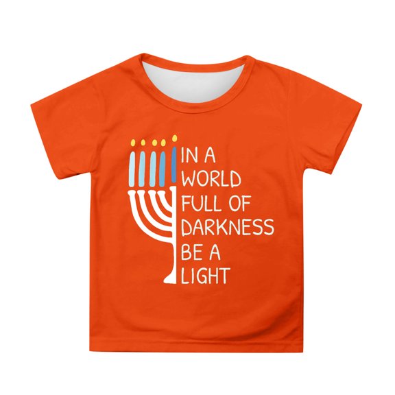 XAOFW Kids T-Shirt Girls Summer Festive Print Loose Short Sleeve Round Neck Soft Breathable Party Night Tops