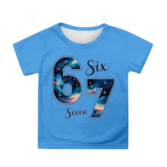 XAOFW Kids T-Shirts Boys Loose Fit 6 7 Number Printed Short Sleeve Crew Neck Fashionable Cozy Party Night Top