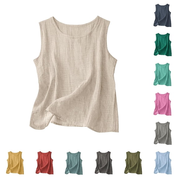 XAOFW Lightweight Sleeveless Tank Tops For Women Casual Loose Fit Summer Basic Camisole Everyday Wear Comfortable Tops S
