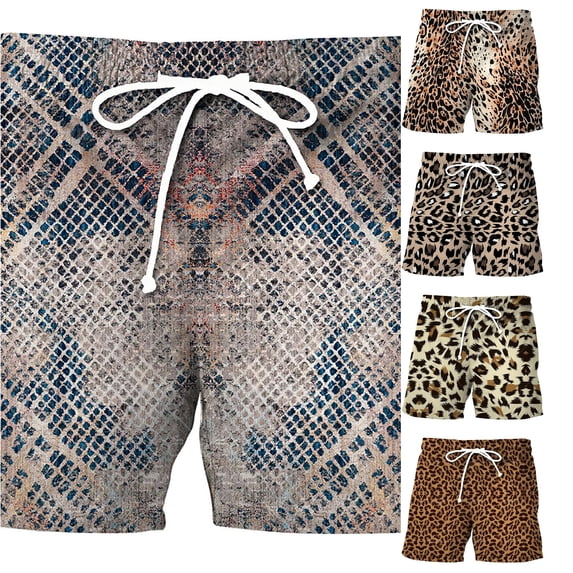 XAOFW Lightweight Sports Leopard Print Shorts For Men Beach Casual Homewear Mens Shorts Versatile Bottom S