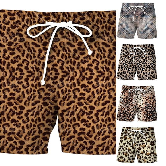 XAOFW Lightweight Sports Leopard Print Shorts For Men Beach Casual Homewear Mens Shorts Versatile Bottom XXXL