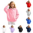 thumbnail image 1 of XAOFW Lightweight Zipper Hoodies For Kids Girls Boys Long Sleeve Solid Color Hooded Sweatshirt Casual Autumn Winter Cozy Pullover Stylish Tops 13-14 Years, 1 of 6