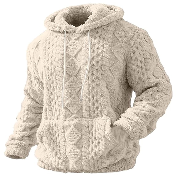 XAOFW Men'S Hoodies Sweatshirts Heavyweight Winter Warm Streetwear Outerwear Long Sleeve Hooded Solid Color Soft Comfort Casual Daily Wear Tops