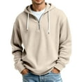 thumbnail image 1 of XAOFW Men'S Hoodies Sweatshirts Quarter Zip Solid Color Front Pouch Pocket Outdoor Athletic Fuzzy Fabric Long Sleeve Loose Fashionable Club Party Tops, 1 of 5