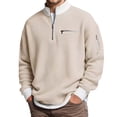 thumbnail image 1 of XAOFW Men'S Hoodless Sweatshirts Winter Warm Half Zip Stand Collar Loose Design Long Sleeve Patchwork Breathable Fashionable Outdoor Activities Pullover, 1 of 4