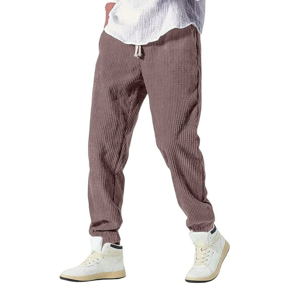 XAOFW Men's Casual Pants Solid Color Elastic Waist Jogger Sweatpants With Pockets Everyday Wear Thermal Straight Leg Trousers Club Party Stylish Comfortable Slacks