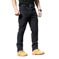 thumbnail image 1 of XAOFW Men's Casual Pants Solid Color Elastic Waist Stretch Cargo Trousers Workwear Slim Fit Straight Leg Pant With Pockets Holiday Vacation Soft Versatile Trouser, 1 of 9