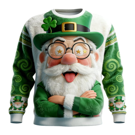 XAOFW Men's Hoodless Sweatshirts St Patrick's Day Casual Streetwear Heavyweight Pullover Funny Cartoon Print Relaxed Fit Sweatshirt Long Sleeve Crewneck Fashionable Cozy Outdoor Activities Tops