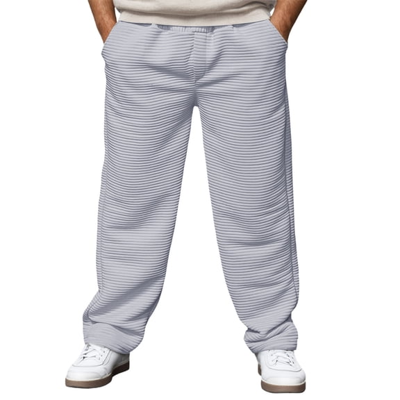 XAOFW Men's Pants Autumn Winter Ribbed Wide Leg Trouser Baggy Straight Loose Fit Pant Fashionable Stylish Outdoor Activities Trousers