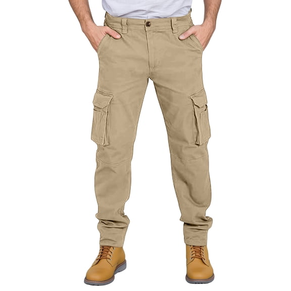 XAOFW Men's Pants Multiple Pockets Retro Loose Fit Trouser Lightweight Versatile Classic Straight Leg Pant Comfortable Cozy Club Party Slacks