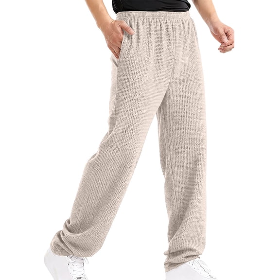 XAOFW Men's Pants Relaxed Fit Trouser Flat Front Lightweight Everyday Versatile Pant Soft Breathable Casual Daily Wear Slacks