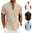 thumbnail image 1 of XAOFW Men's Summer Shirts Casual Short Sleeve Breathable Button Down Shirt Relaxed Fit Placket Shirts For Outdoor And Daily Wear Versatile Tops XXXL, 1 of 9