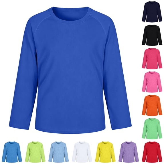 XAOFW Mesh Raglan T Shirts For Boys Lightweight Solid Color Long Sleeve Crewneck Tees Autumn Winter Kids T-Shirts Breathable Top 3-4 Years