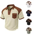 thumbnail image 1 of XAOFW Performance Zipper Pocket Polo Shirts For Man Athletic Knit Casual Sport Short Sleeve Patchwork Shirt Soft Tops XXXL, 1 of 4