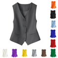 thumbnail image 1 of XAOFW Slim Fit Sleeveless Vest Cardigan Short Crop Top Layering Casual Knitwear Solid Color Summer Autumn Outerwear Jackets For Women Stylish Tops S, 1 of 4