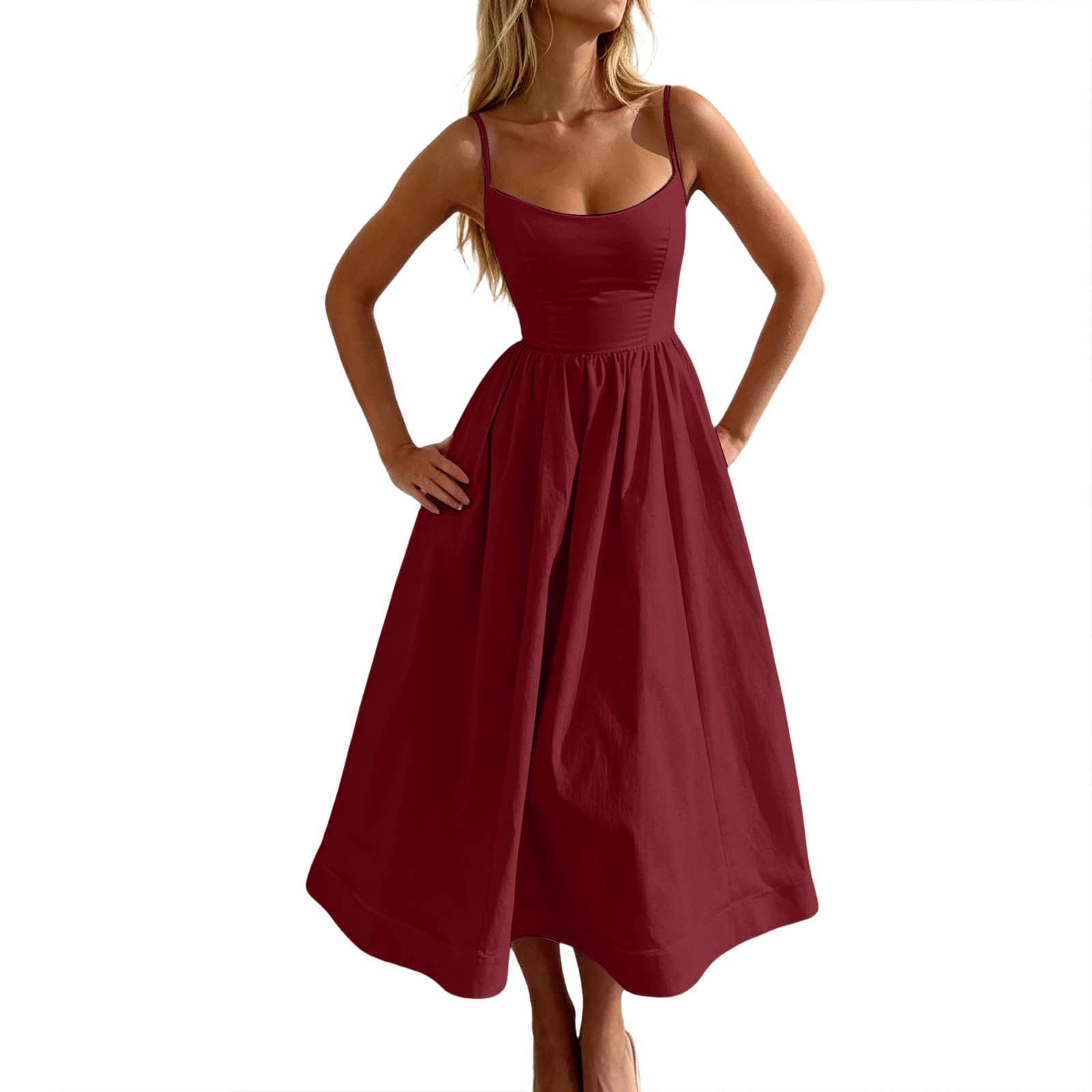 white christmas dresses Button-Down Sleeveless Ribbed Casual Maxi Dress– PromGirl