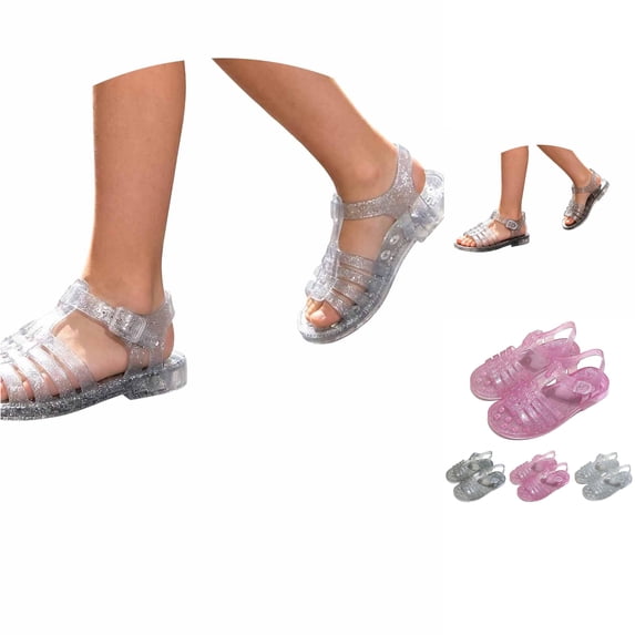 XAOFW Summer Kids Jelly Sandals With Open Toe Beach Ons For Girls Lightweight Summer Shoes For Girls Everyday Wear Comfortable Footwear 1-2 Years