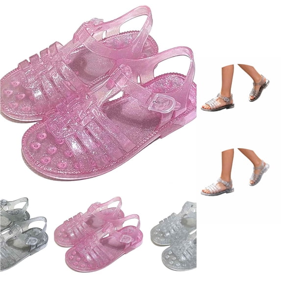 XAOFW Summer Kids Jelly Sandals With Open Toe Beach Ons For Girls Lightweight Summer Shoes For Girls Everyday Wear Trendy Footwear 5-5.5 Years