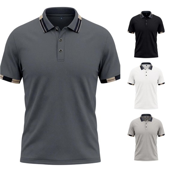 XAOFW Summer Polo Shirts For Man Fashion Ice Silk V Neck Short Sleeve Button Down Shirts For Everyday Wear Comfortable Top XXL