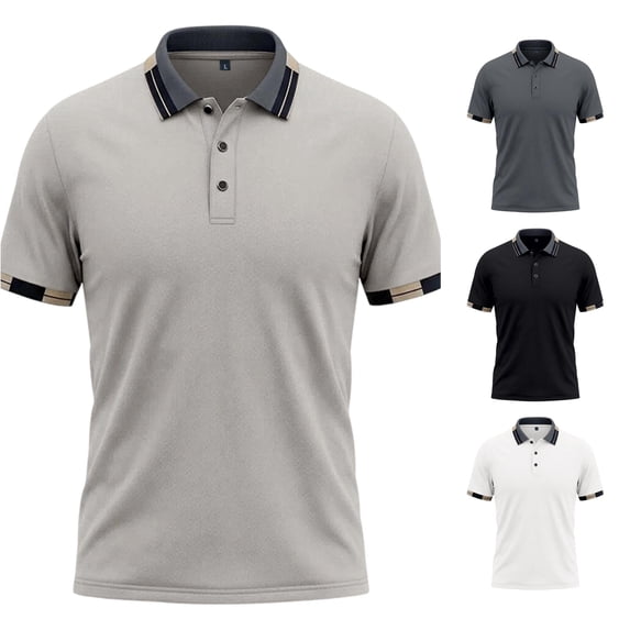 XAOFW Summer Polo Shirts For Man Fashion Ice Silk V Neck Short Sleeve Button Down Shirts For Everyday Wear Soft Tops S