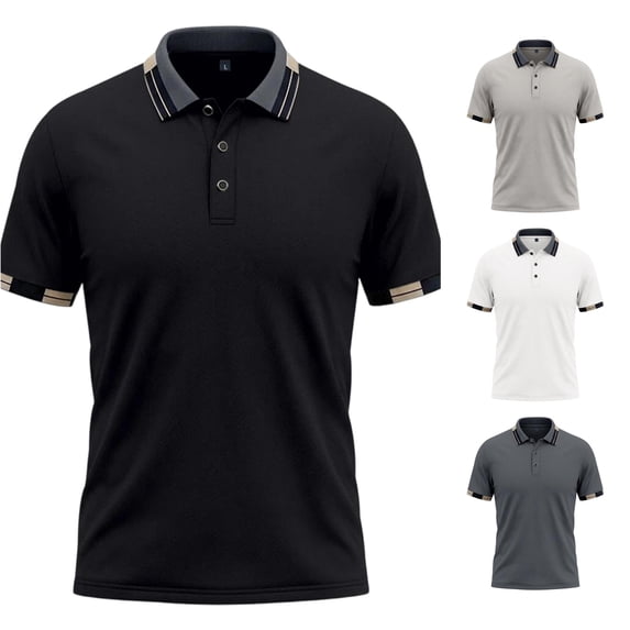 XAOFW Summer Polo Shirts For Man Fashion Ice Silk V Neck Short Sleeve Button Down Shirts For Everyday Wear Trendy Tops L
