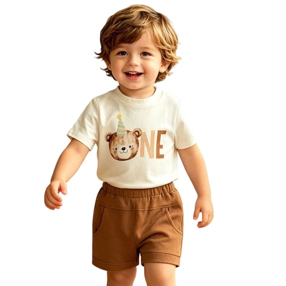 XAOFW Toddler Boys Girls Outfits Short Sleeve Cartoon Graphic Tees Shorts Kids Summer Cute Clothing Sets