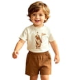 thumbnail image 1 of XAOFW Toddler Boys Girls Outfits Short Sleeve Cartoon Graphic Tees Shorts Kids Summer Cute Clothing Sets, 1 of 7