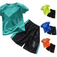 thumbnail image 1 of XAOFW Toddler Boys Girls Outfits Short Sleeve Top Mesh Shorts Kids Summer Quick Drying Tracksuit Set 10-12 Years, 1 of 9