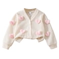 thumbnail image 1 of XAOFW Toddler Child Sweater Girls Knit Cardigan Adorable Heart Design Long Sleeve V-Neck Yarn Pullover Baby Girls Button Comfortable Breathable Outdoor Activities Knitwear, 1 of 7