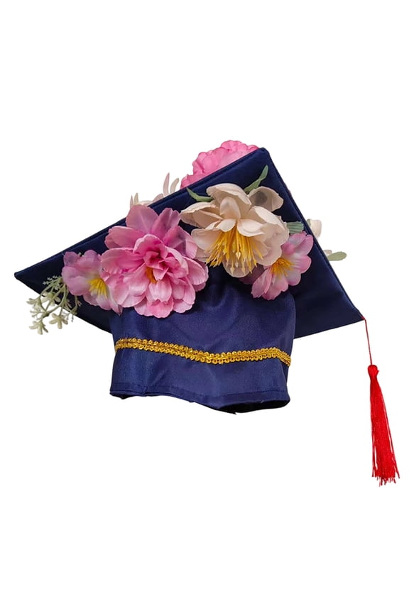 Traditional Doctor Hat For Kids Graduation Cap With Floral Unisex Academic Square Mortarboard Holiday Vacation Stylish Headwear