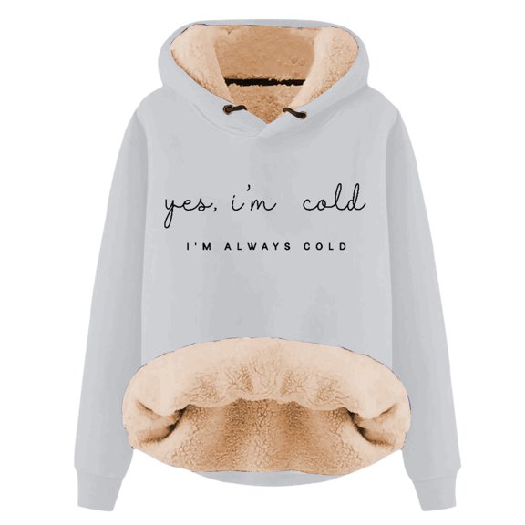 XAOFW Women'S Hoodies Sweatshirts Heavyweight Oversized Cozy Drop Shoulder Streetwear Long Sleeve Hooded Plush Letter Print Soft Comfort Casual Daily Wear Tops