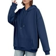 thumbnail image 1 of XAOFW Women'S Hoodies Sweatshirts Twill Loose Design Customizable Printing Long Sleeve Hooded Solid Color Soft Comfort Casual Daily Wear Tops, 1 of 8