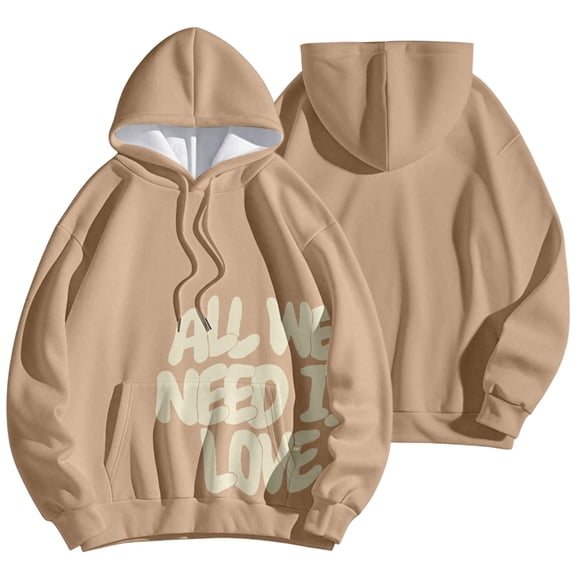 XAOFW Women'S Hoodies Sweatshirts Winter Plush Streetwear Cold Weather Long Sleeve Hooded Letter Printed Stylish Roomy Holiday Vacation tops