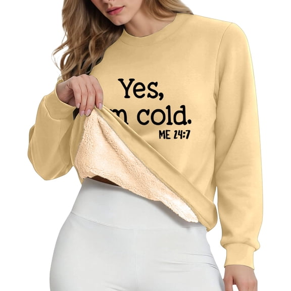 XAOFW Women'S Hoodless Sweatshirts Loose Crewneck Letter Printed Plush Long Sleeve Stylish Roomy Holiday Vacation tops