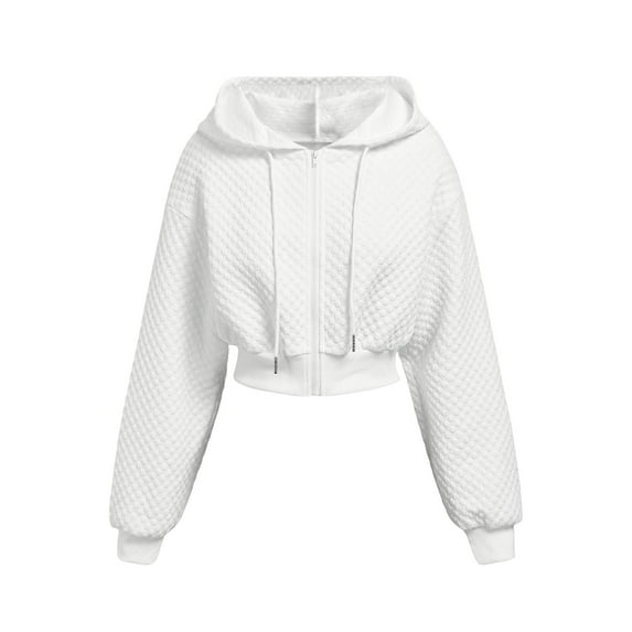 XAOFW Women'S Sweatshirts Hood Drawstring Crop Oversized Fall Long Sleeve Solid Color Roomy Leisure Stylish Casual Daily Wear Pullover