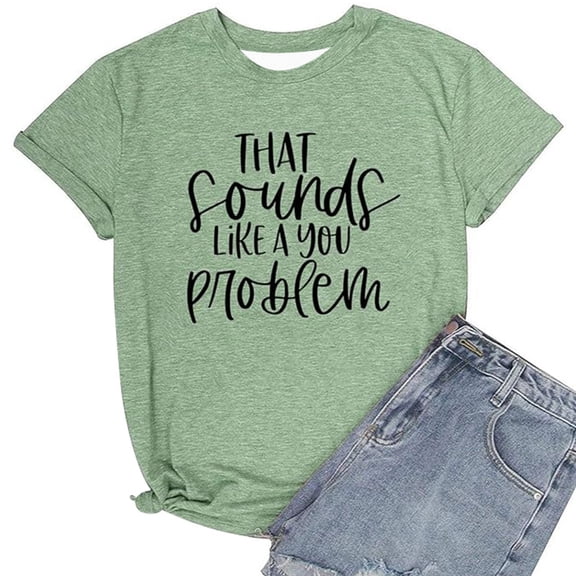 XAOFW Women'S T Shirts Fashion Letter Printed Round Neck Short Sleeve Fashionable Cozy Outdoor Activities Tee