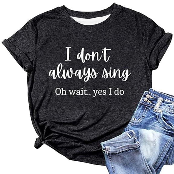 XAOFW Women'S T-Shirts Letter Print Round Neck Short Sleeve Fashionable Cozy Casual Daily Wear Top