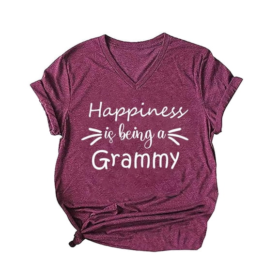 XAOFW Women'S T Shirts Round Neck Everyday Summer Letter Print Short Sleeve Fashionable Cozy Outdoor Activities Tee