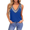 thumbnail image 1 of XAOFW Women'S T Shirts Solid Color Sequin Tank Summer Sleeveless V-Neck Fashionable Cozy Outdoor Activities Tee, 1 of 4