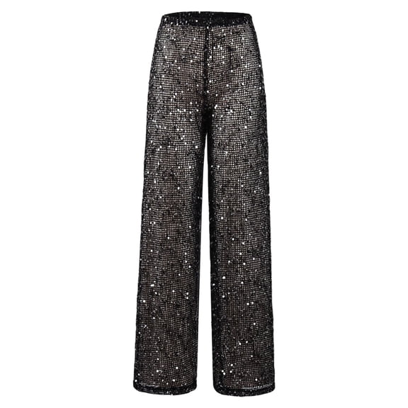XAOFW Women's Casual Pants Carnival Patchwork Glitter Sequin Low Waist Comfort Fit Straight Leg Trouser Outdoor Activities Soft Breathable Slacks