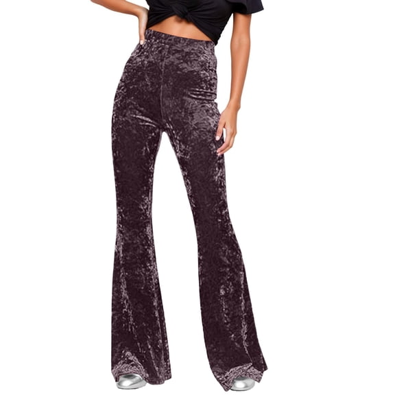 XAOFW Women's Casual Pants Retro Solid Color High Waist Slim Fit Wide Leg Flared Trouser Daily Lounging Comfortable Trendy Sweatpants