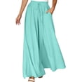 thumbnail image 1 of XAOFW Women's Casual Pants Solid Color High Waist Classic Plus Size Trousers Wide Leg Palazzo Pant With Pockets Outdoor Workout Comfortable Stylish Trouser, 1 of 5