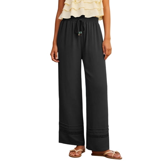 XAOFW Women's Casual Pants Solid Color High Waist Fashionable Ankle Length Trousers Everyday Wear Loose Fit Wide Leg Pant Outdoor Activities Breathable Cozy Trouser
