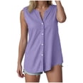 thumbnail image 1 of XAOFW Women's Casual V Neck Tank Tops Everyday Sleeveless Button Down Camisole Outdoor Activities Versatile Top, 1 of 5