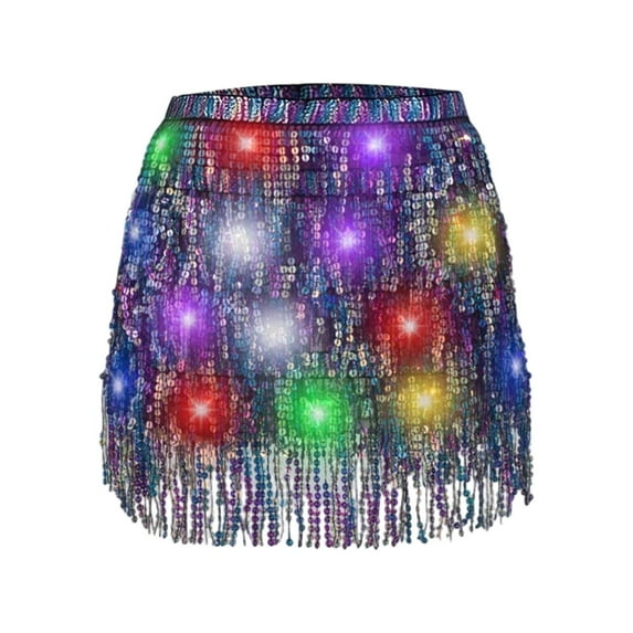 XAOFW Women's Skirts Carnival Patchwork Glitter Sequine Led Ambient Lighting Layered Casual Skirt Outdoor Activities Comfortable Cozy Skirts